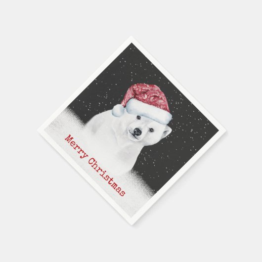 Eisbär in Schneeflocken Serviette (Ecke)