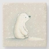 Eisbär in Schneeflocken Steinuntersetzer (Vorderseite)