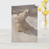 Eisbär in Schneemaschine, grau-braun Karte (Gelbe Blume)