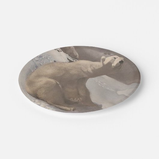 Eisbär in verschneit Vintager Darstellung Pappteller (Schrägansicht)