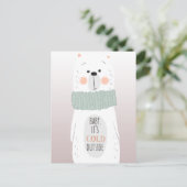 Eisbär - Kalt draußen - Spaß Weihnachten Postkarte (Stehend Vorderseite)