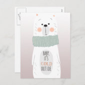 Eisbär - Kalt draußen - Spaß Weihnachten Postkarte (Vorne/Hinten)
