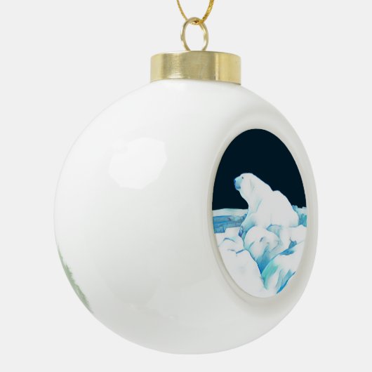 Eisbär Keramik Kugel-Ornament (Links)