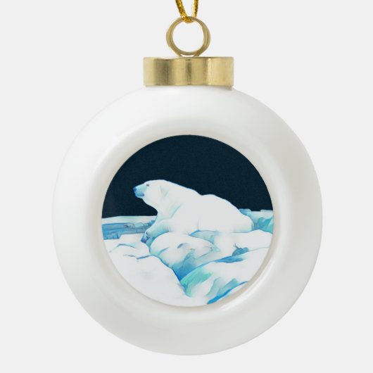 Eisbär Keramik Kugel-Ornament (Vorderseite)