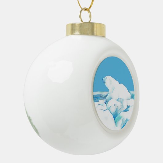 Eisbär Keramik Kugel-Ornament (Links)