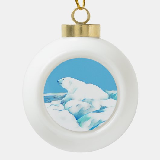 Eisbär Keramik Kugel-Ornament (Vorderseite)