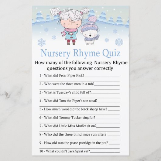 Eisbär Kinderzimmer Rhyme Quiz Kinderduschenspiel (Vorderseite)