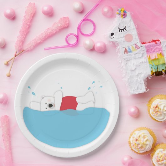 Eisbär-Kopfsprung Pappteller (Party)
