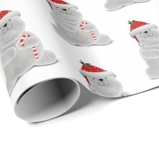 Eisbär lächelnd mit Zuckerrohr Geschenkpapier (Rolleneckpunkt)