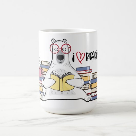 Eisbär liest Buch Kaffeetasse (Mittel)