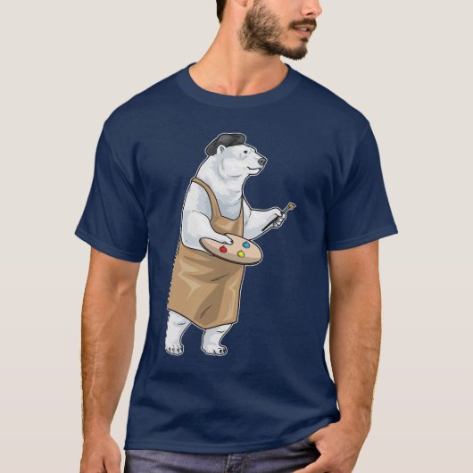 Eisbär Maler Pinsel Malerei T-Shirt (Vorderseite)