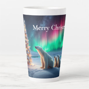 Eisbär-Mama Junge Weihnachtsbaum Nordlichter Milchtasse