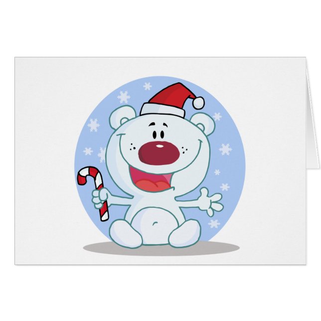 Eisbär mit Candy Cane Holiday Tshirts (Vorderseite (Horizontal))