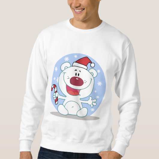 Eisbär mit Candy Cane Holiday Tshirts (Vorderseite)