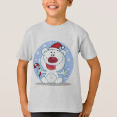 Eisbär mit Candy Cane Holiday Tshirts (Vorderseite)
