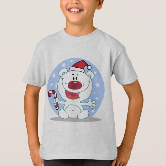 Eisbär mit Candy Cane Holiday Tshirts (Vorderseite)