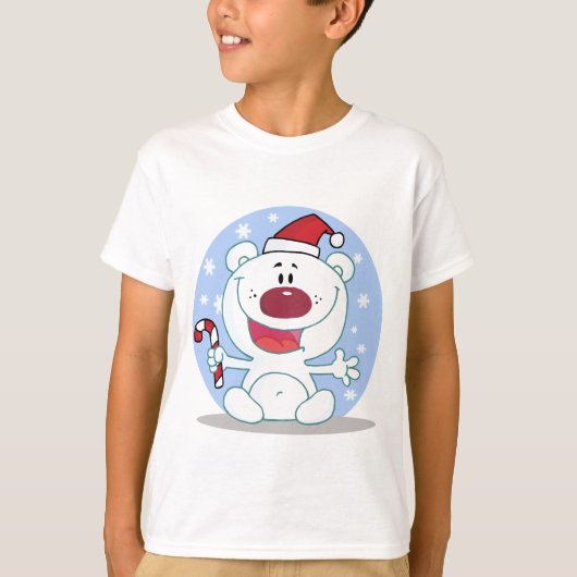 Eisbär mit Candy Cane Holiday Tshirts (Vorderseite)