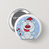 Eisbär mit Candy Cane Holiday Tshirts Button (Vorne & Hinten)
