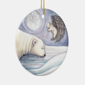 Eisbär mit Engel Weihnachtsdekoration Keramikornament (Rechts)