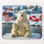 Eisbär mit grönländischen und amerikanischen Flagg Mousepad (Vorne)