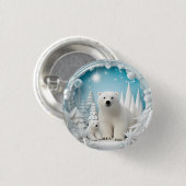 Eisbär mit kalter Arktis Weißer Winter Button (Vorne & Hinten)