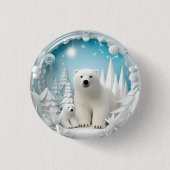 Eisbär mit kalter Arktis Weißer Winter Button (Vorderseite)