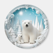 Eisbär mit kalter Arktis Weißer Winter Magnet (Vorne)