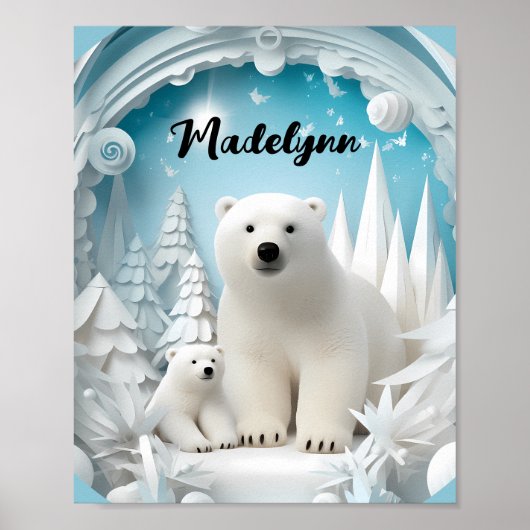 Eisbär mit kalter Arktis Weißer Winter Poster (Vorne)