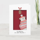 Eisbär mit Mistletoweihnachtsfest Karte (Vorderseite)