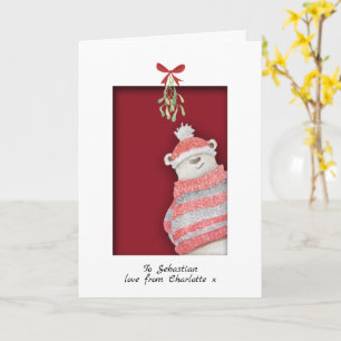 Eisbär mit Mistletoweihnachtsfest Karte