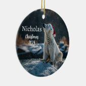 Eisbär mit Personalisiertem Ornament der Santa Cap (Rechts)