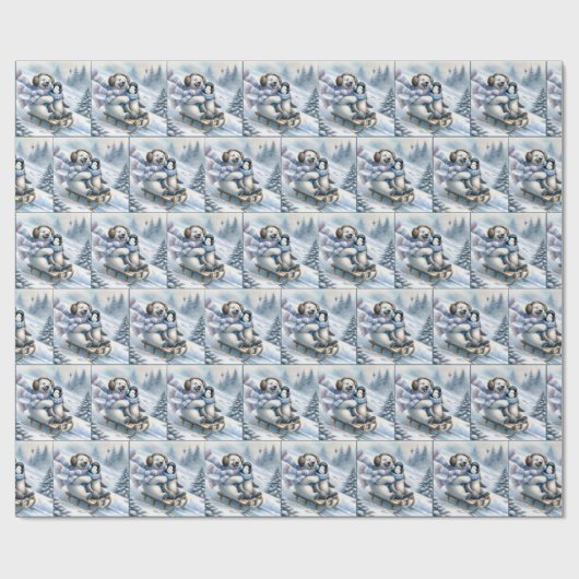 Eisbär mit Pinguin Geschenkpapier (Flach)