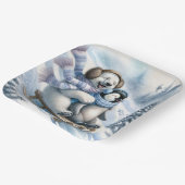 Eisbär mit Pinguin Pappteller (Gewinkelt)