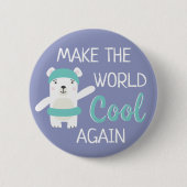 Eisbär mit schwimmendem Ring Klimawandel Button (Vorderseite)