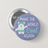 Eisbär mit schwimmendem Ring Klimawandel Button (Vorne & Hinten)
