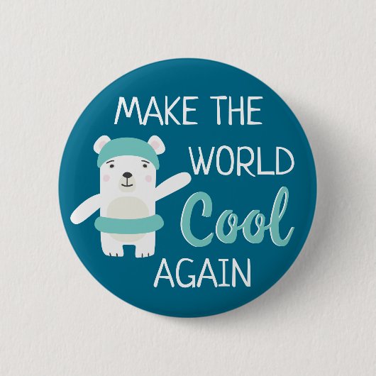 Eisbär mit Schwimmring stoppt die globale Erwärmun Button (Vorderseite)