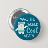 Eisbär mit Schwimmring stoppt die globale Erwärmun Button (Vorne & Hinten)