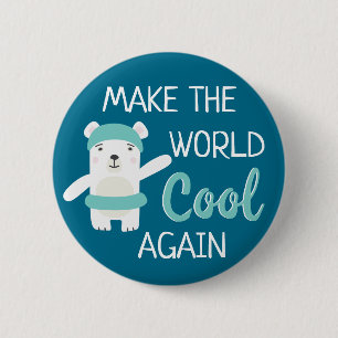Eisbär mit Schwimmring stoppt die globale Erwärmun Button