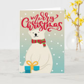 Eisbär mit Weihnachtsgeschenk - Frohe Weihnachten Karte (Gelbe Blume)