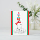 Eisbär mit Weihnachtsgeschenken Feiertagspostkarte (Stehend Vorderseite)