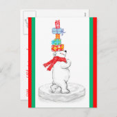 Eisbär mit Weihnachtsgeschenken Feiertagspostkarte (Vorne/Hinten)