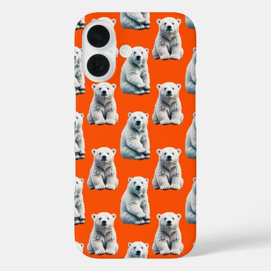 Eisbär-Musterdesign auf Orange Case-Mate iPhone Hülle (Rückseite)