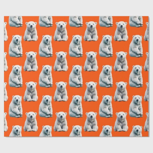 Eisbär-Musterdesign auf Orange Geschenkpapier (Flach)