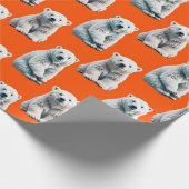 Eisbär-Musterdesign auf Orange Geschenkpapier (Ecke)