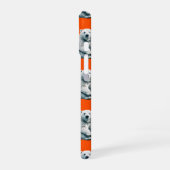 Eisbär-Musterdesign auf Orange iPhone 16 Hülle (Linke Seite)