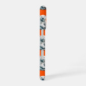 Eisbär-Musterdesign auf Orange iPhone 16 Hülle (Rechte Seite)