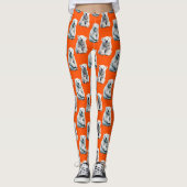Eisbär-Musterdesign auf Orange Leggings (Vorderseite)