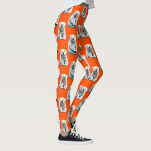 Eisbär-Musterdesign auf Orange Leggings
