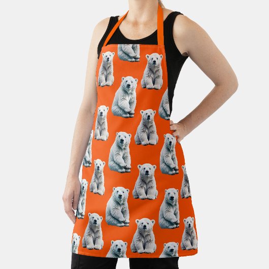 Eisbär-Musterdesign auf Orange Schürze