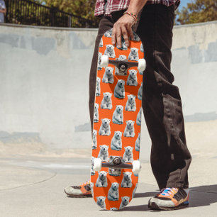 Eisbär-Musterdesign auf Orange Skateboard